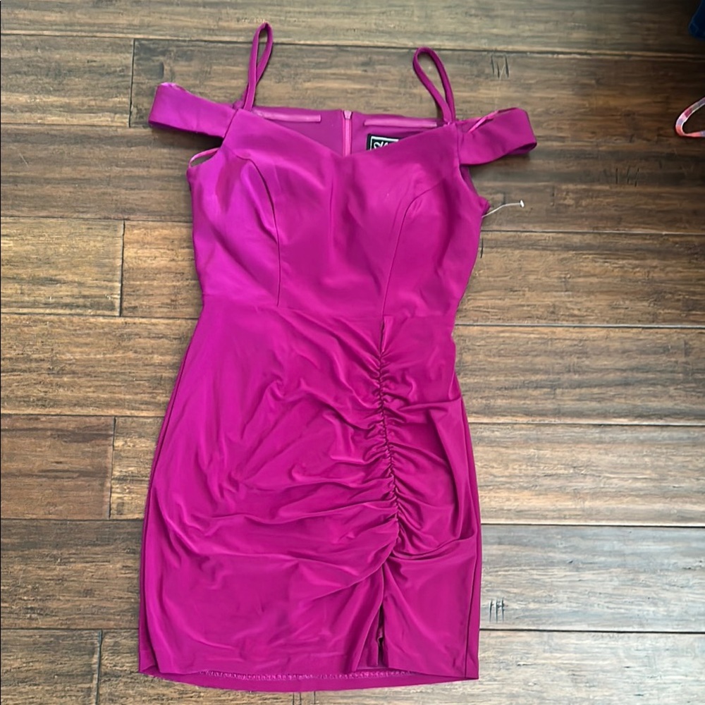 NWOT Elegant Fuchsia Off-Shoulder Dress